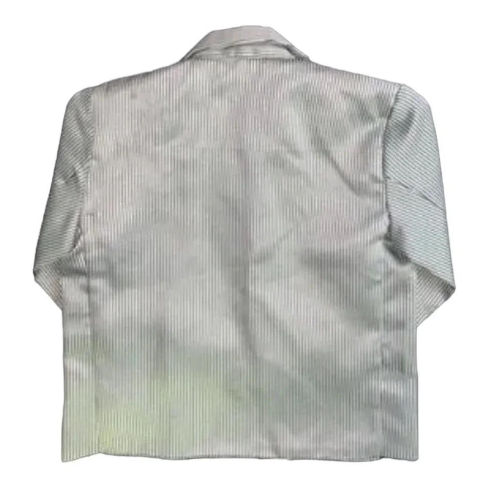 Boys Blazer Gray Striped‎ Traditional Indian Bollywood Rhinestones Embroidered